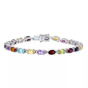 Stella Grace Sterling Silver Multi-Gemstone Tennis Bracelet